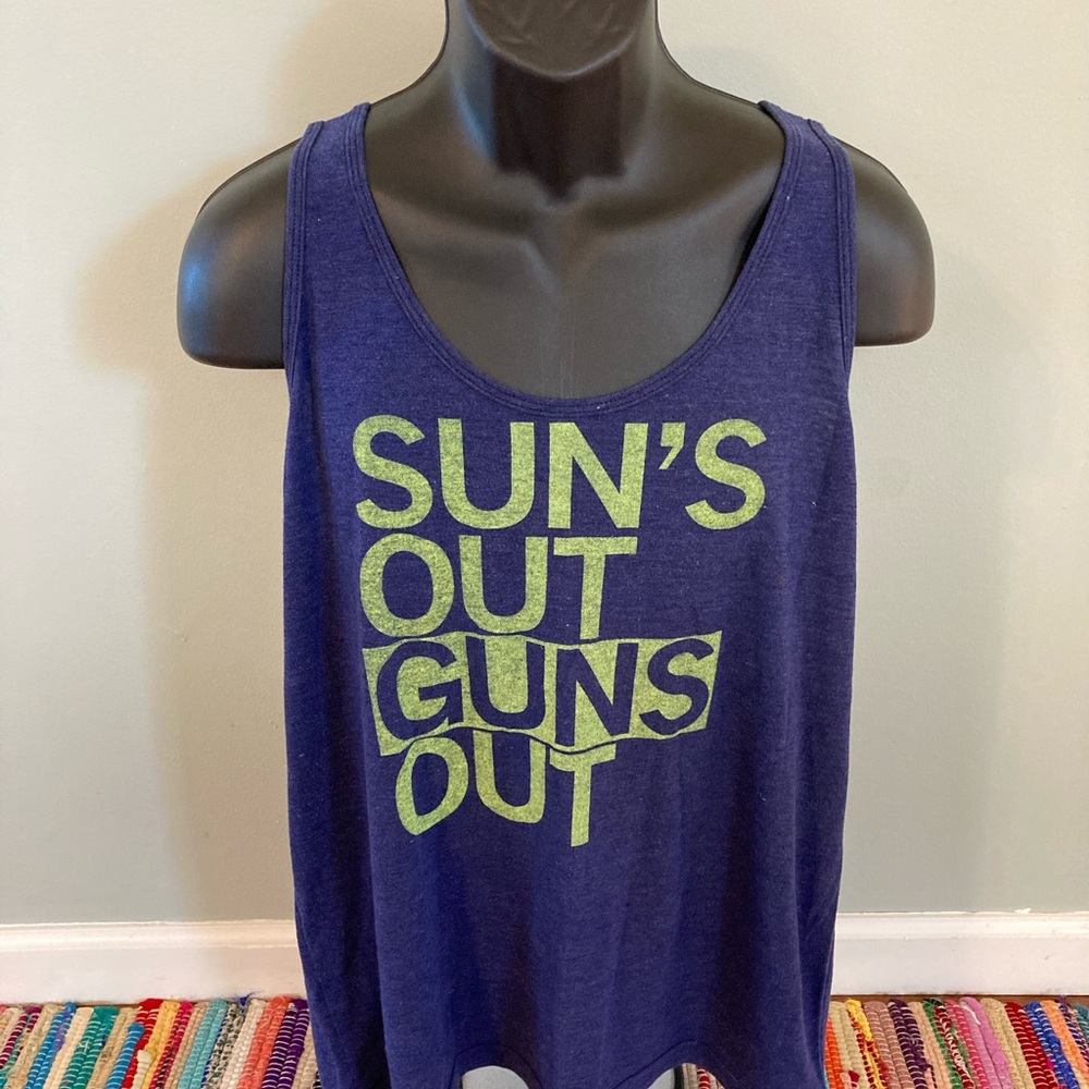NEW Sun's Out Guns Out Tank Top Shirt Blue Neon Large